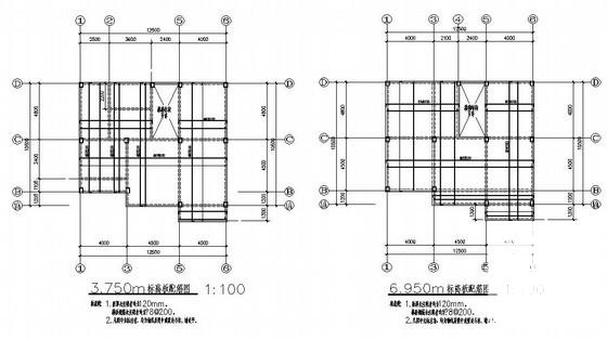 3层框架结构别墅结构施工图纸（建筑施工CAD图纸独立基础） - 2