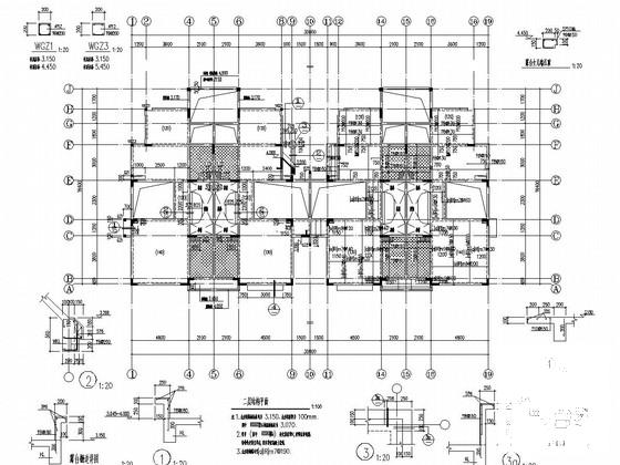 3层异形柱框架结构别墅结构CAD施工图纸（坡屋顶） - 4
