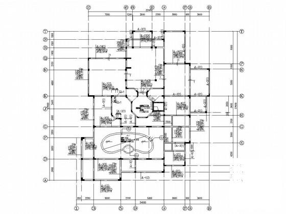 单层异形柱框架结构售楼大厅结构CAD施工图纸 - 1