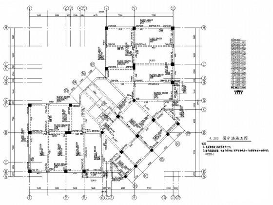 18层框剪结构大厦结构CAD施工图纸（挤密桩）(平面布置图) - 4