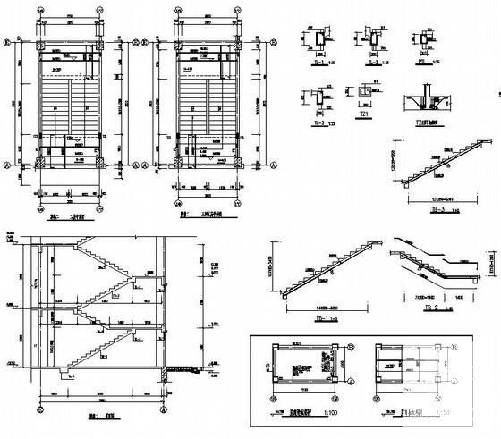 5层框架结构教学楼及风雨操场结构CAD施工图纸 - 2
