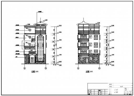 4层框架别墅建筑结构CAD施工图纸（pkpm模型及效果图纸） - 4