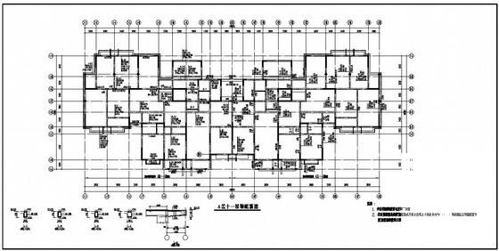 13层框剪住宅楼结构CAD施工图纸（独立基础）(平面布置图) - 1