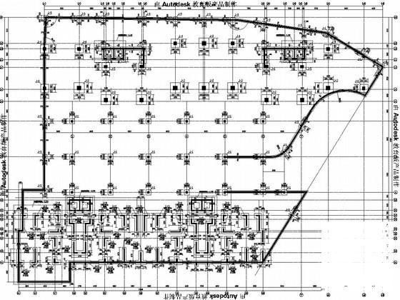 18层框剪结构商住楼结构CAD施工图纸（条形基础）(平面布置图) - 1