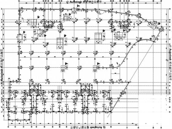 18层框剪结构商住楼结构CAD施工图纸（条形基础）(平面布置图) - 2