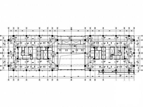 18层剪力墙结构裙房结构CAD施工图纸（筏型基础）(平面布置图) - 1