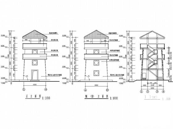 4层山地公园框架结构了望塔结构施工大样图 - 1