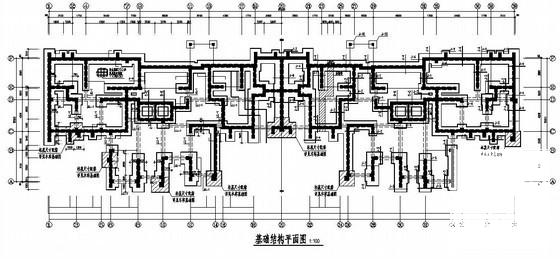 6度抗震框架结构地下车库结构CAD施工图纸(平面布置图) - 4