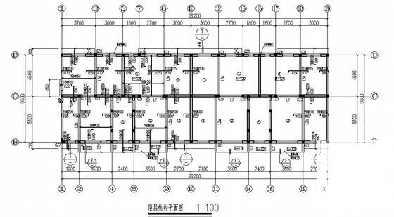 4层筏型基础底框结构住宅楼结构CAD施工图纸(剪力墙配筋) - 1