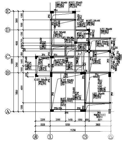 3层框架结构别墅结构CAD施工图纸（异形柱E户型） - 1