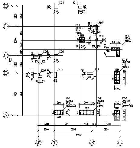 3层框架结构别墅结构CAD施工图纸（异形柱E户型） - 2