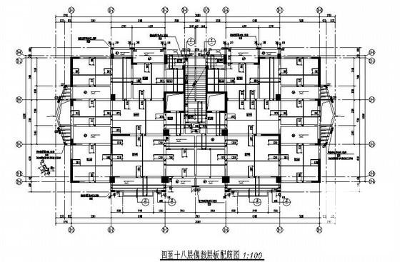 20层框剪结构住宅楼结构CAD施工图纸(坡屋面) - 2