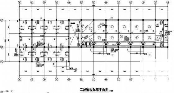 2层框架结构办公楼结构CAD施工图纸（天然基础）(平面布置图) - 2