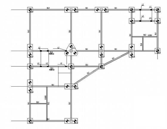 L形坡屋面桩基础3层框架结构食堂结构CAD施工图纸 - 3