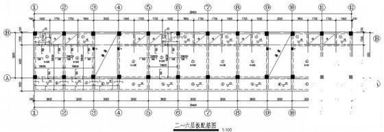 框架结构职工宿舍结构CAD施工图纸（5层桩基础）(冲孔灌注桩) - 2