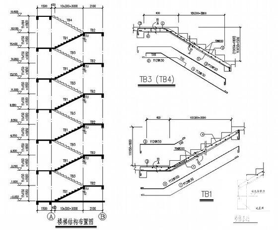 框架结构职工宿舍结构CAD施工图纸（5层桩基础）(冲孔灌注桩) - 4