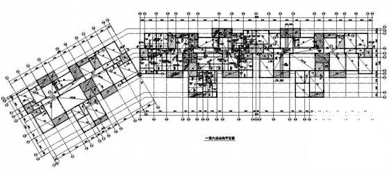 异形柱框架剪力墙结构住宅楼结构CAD施工图纸（6层带跃层） - 2