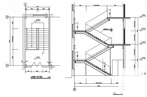 框架结构医院门诊综合楼结构CAD施工图纸（3层顶层门式钢架结构）(平面布置图) - 4
