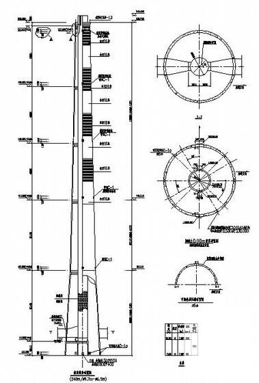 240米高套筒烟囱结构CAD施工图纸（桩基础甲级设计院）(钢筋混凝土) - 1