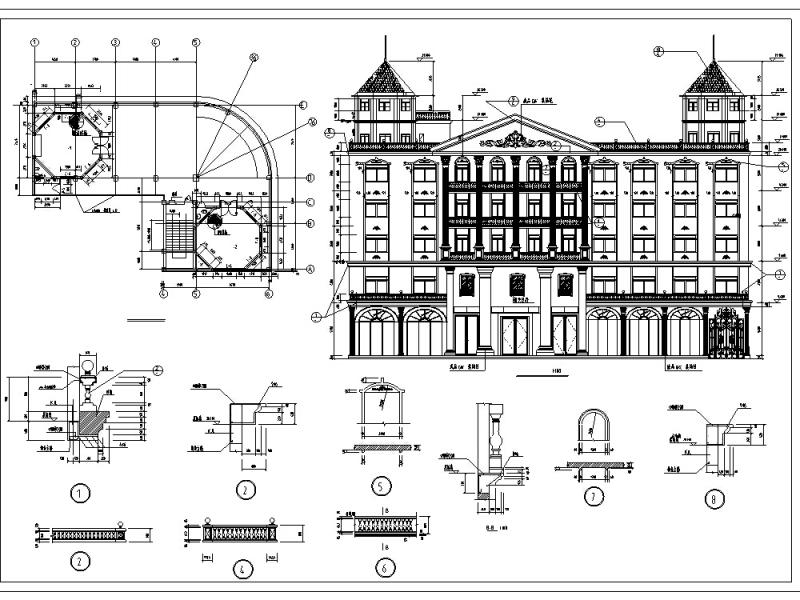 欧式多层宾馆酒店建筑设计CAD施工图纸（框架结构） - 1