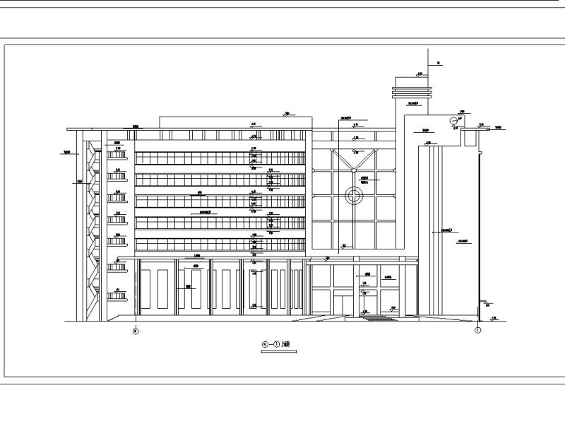 现代扇形多层酒店建筑设计CAD施工图纸（砌体结构） - 1