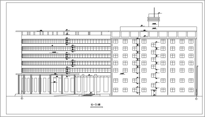 现代扇形多层酒店建筑设计CAD施工图纸（砌体结构） - 2