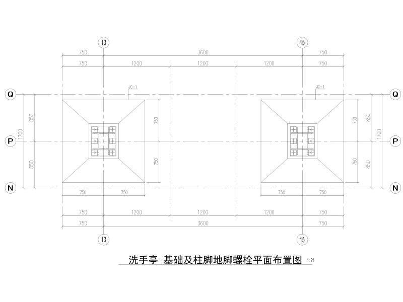 洗手亭结构详图纸 - 1