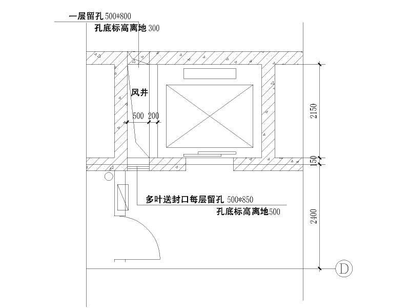 电梯前室风口平面图 - 1