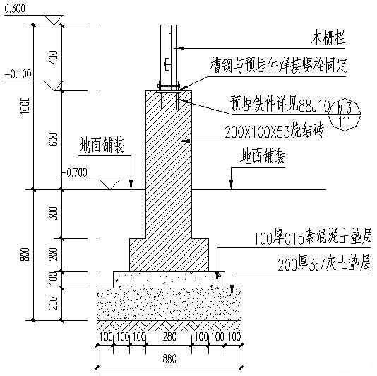 小院木栅栏详大样图 - 3