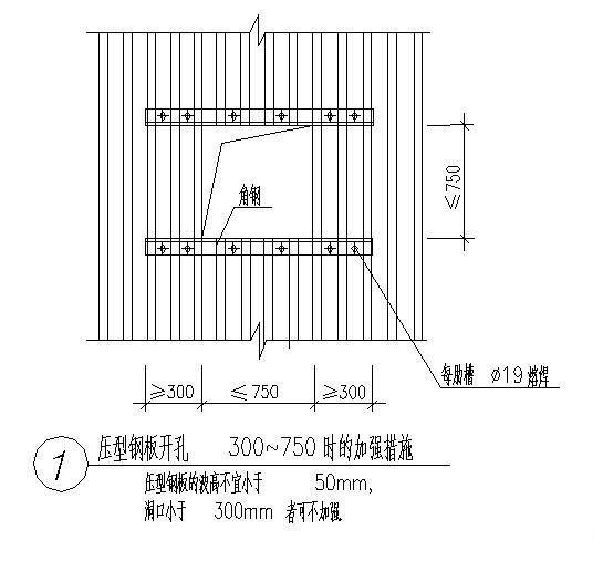 压型钢板开孔加强措施 - 1