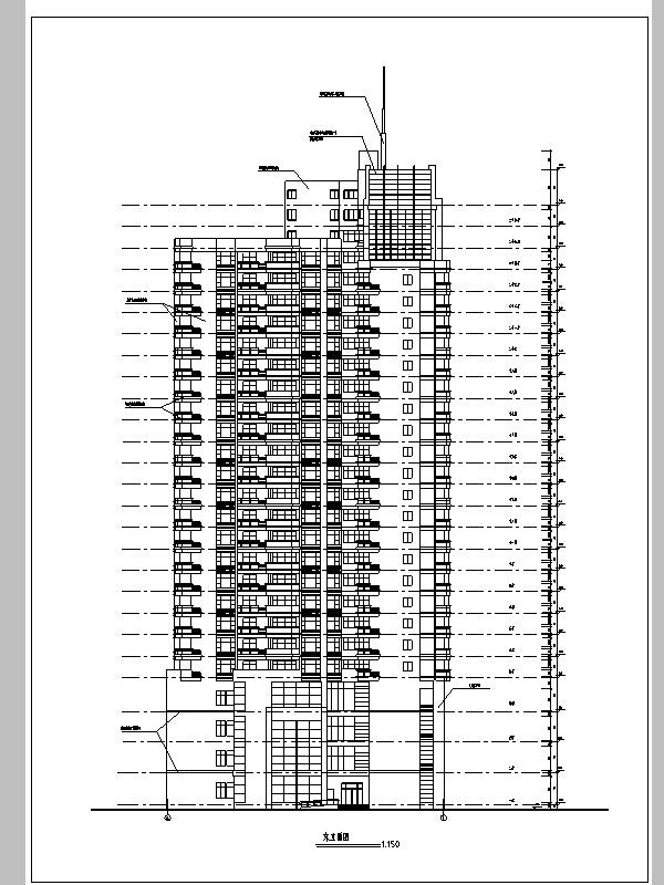 现代高层酒店综合建筑设计CAD施工图纸(钢筋混凝土结构) - 1