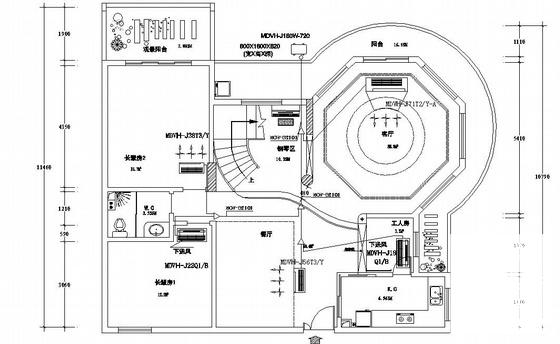别墅中央空调平面施工图纸 - 1