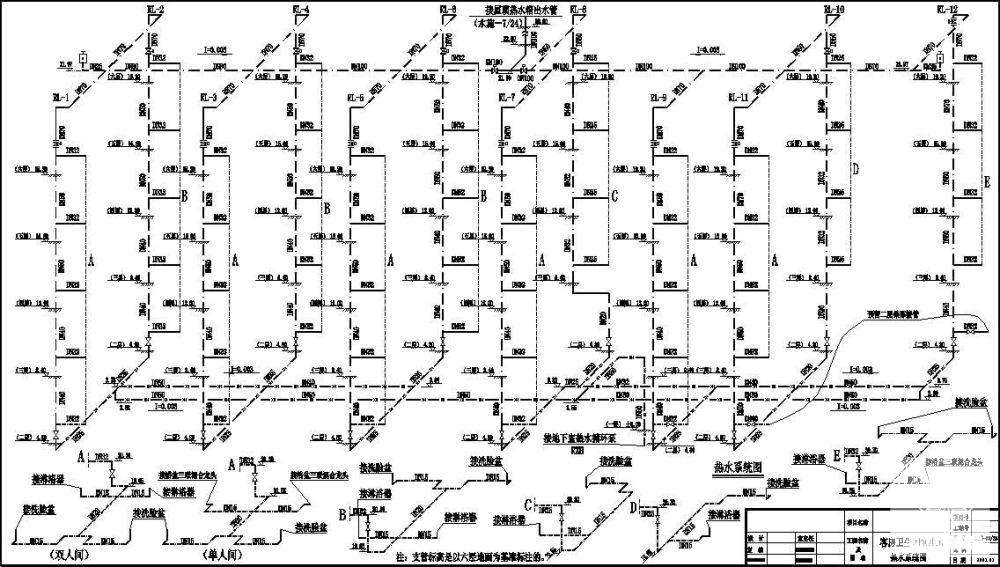 8层宾馆给排水图纸系统图 - 1