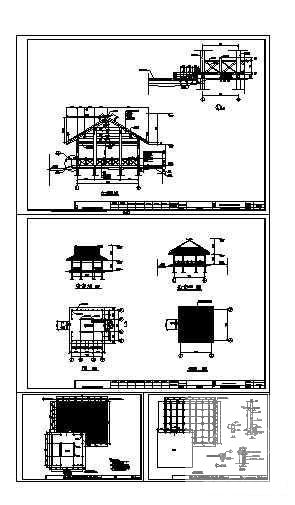 亭子祥图纸平面图,立面图,剖面图 - 3
