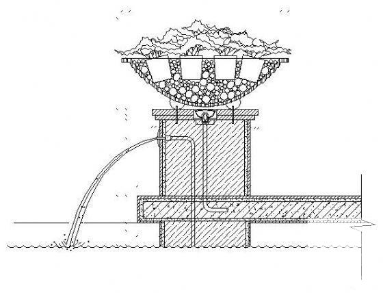 木平台及喷水花钵施工图纸立面图 - 1