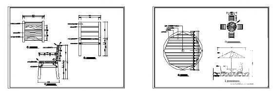 室外木桌木椅详细施工图纸平面图 - 2
