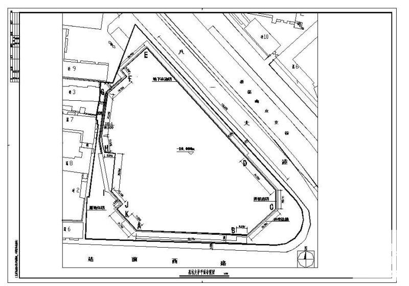 宾馆10余米深基坑支护图纸平面布置图 - 1