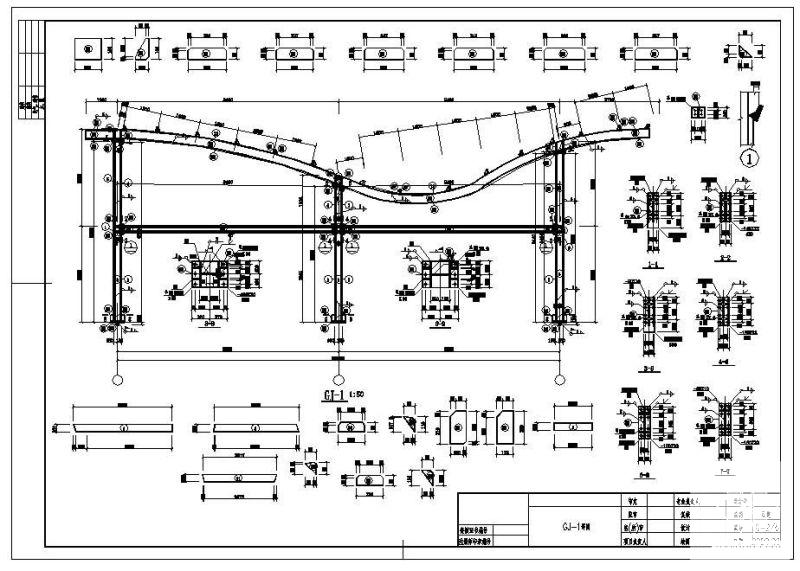 钢框架广场入口建筑结构图纸平面布置图 - 2