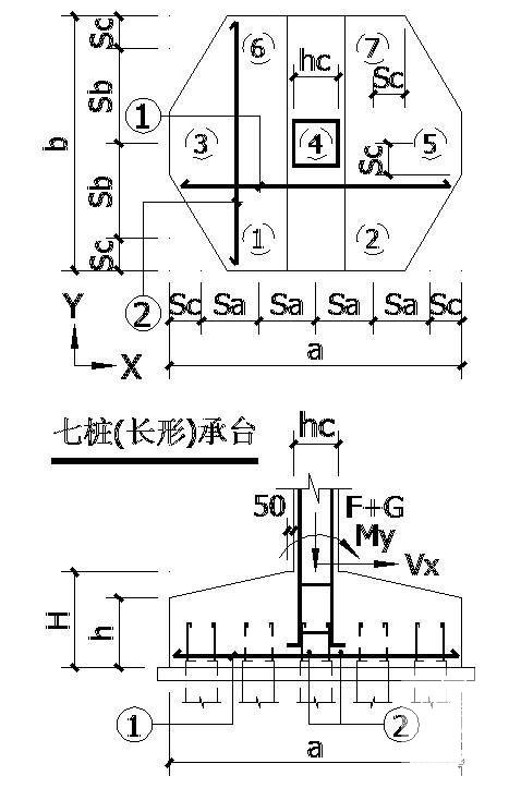 七桩承台节点构造设计详图纸 - 1