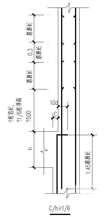 柱变截面处纵筋构造图 - 2