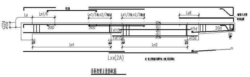 非框架梁正投影配筋图 - 1