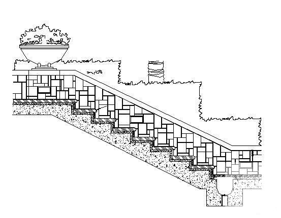 矮墙台阶详图纸剖面图 - 1