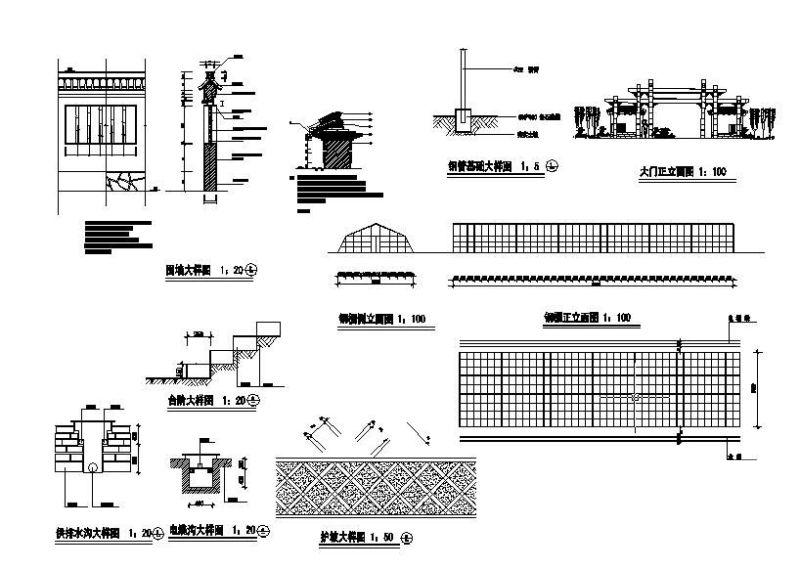 大门围墙节点大样图 - 3