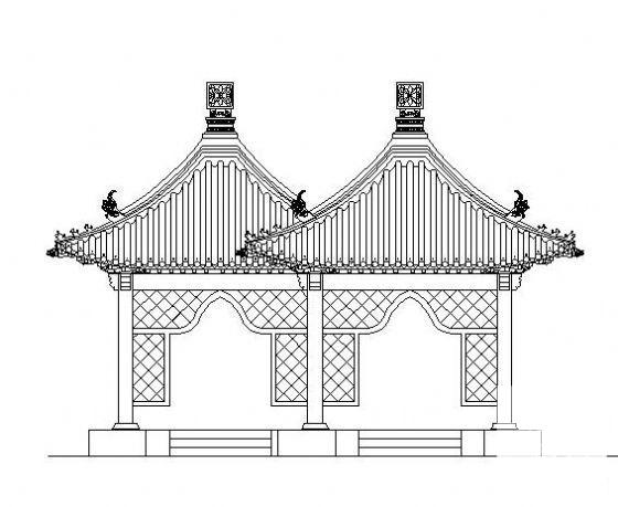 四角双联亭施工图 - 1