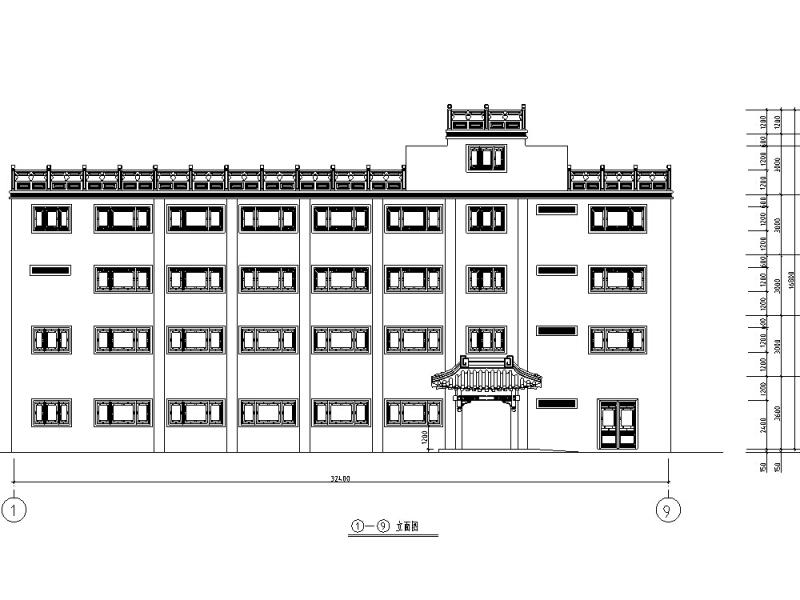 中式古典多层宏声大酒店建筑设计CAD施工图纸 - 1