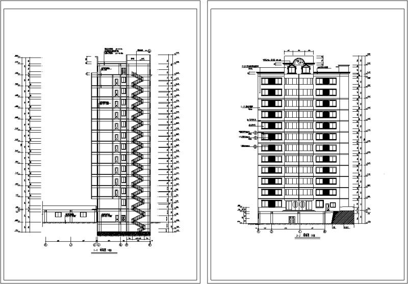 金沙江欧式高层宾馆建筑设计CAD施工图纸(钢筋混凝土结构) - 2