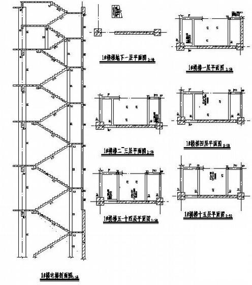 15层桩基础框架剪力墙结构办公楼结构CAD施工图纸 - 4