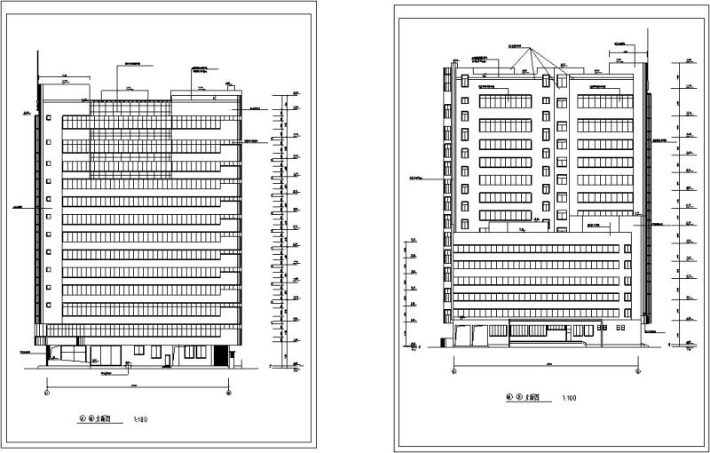 民航酒店高层宾馆建筑设计CAD施工图纸（）（框架核心筒结构） - 4
