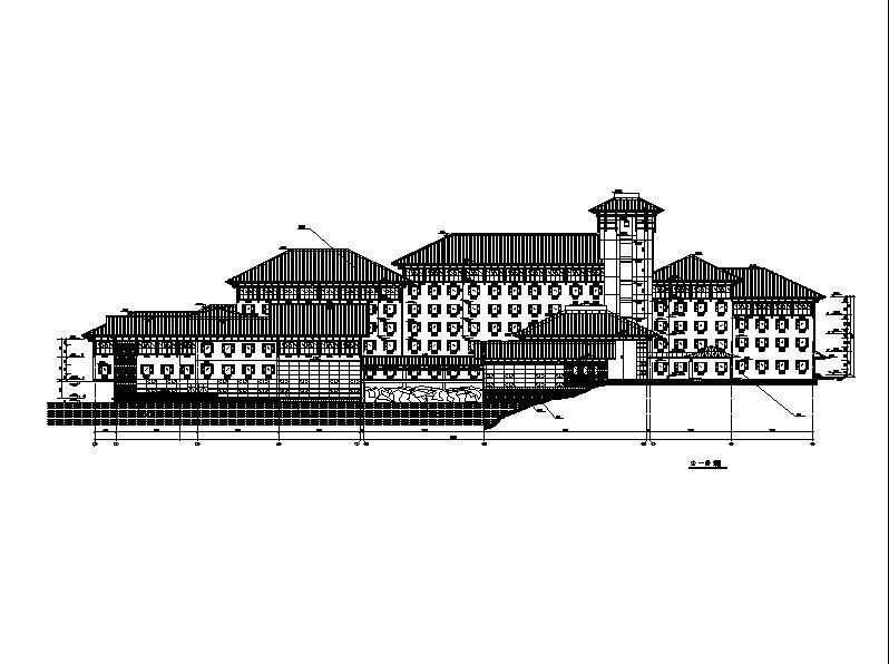 高层新中式风格高级滨湖旅店建筑施工CAD图纸(钢筋混凝土结构) - 4