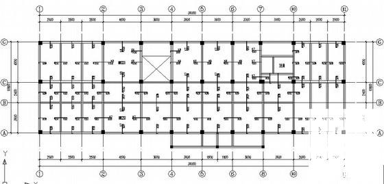 两层条形基础框架办公楼结构CAD施工图纸（6度抗震）(平面布置图) - 1